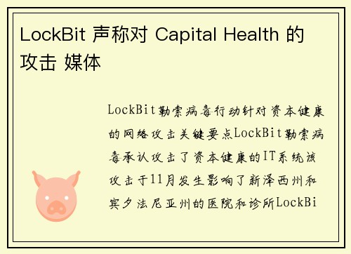 LockBit 声称对 Capital Health 的攻击 媒体