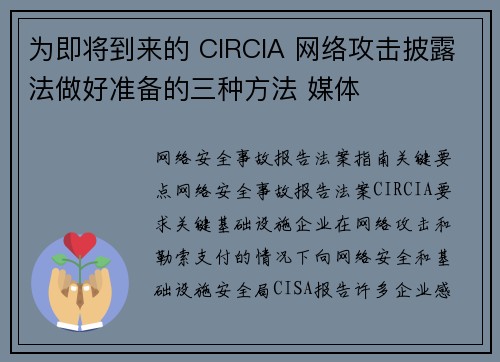 为即将到来的 CIRCIA 网络攻击披露法做好准备的三种方法 媒体